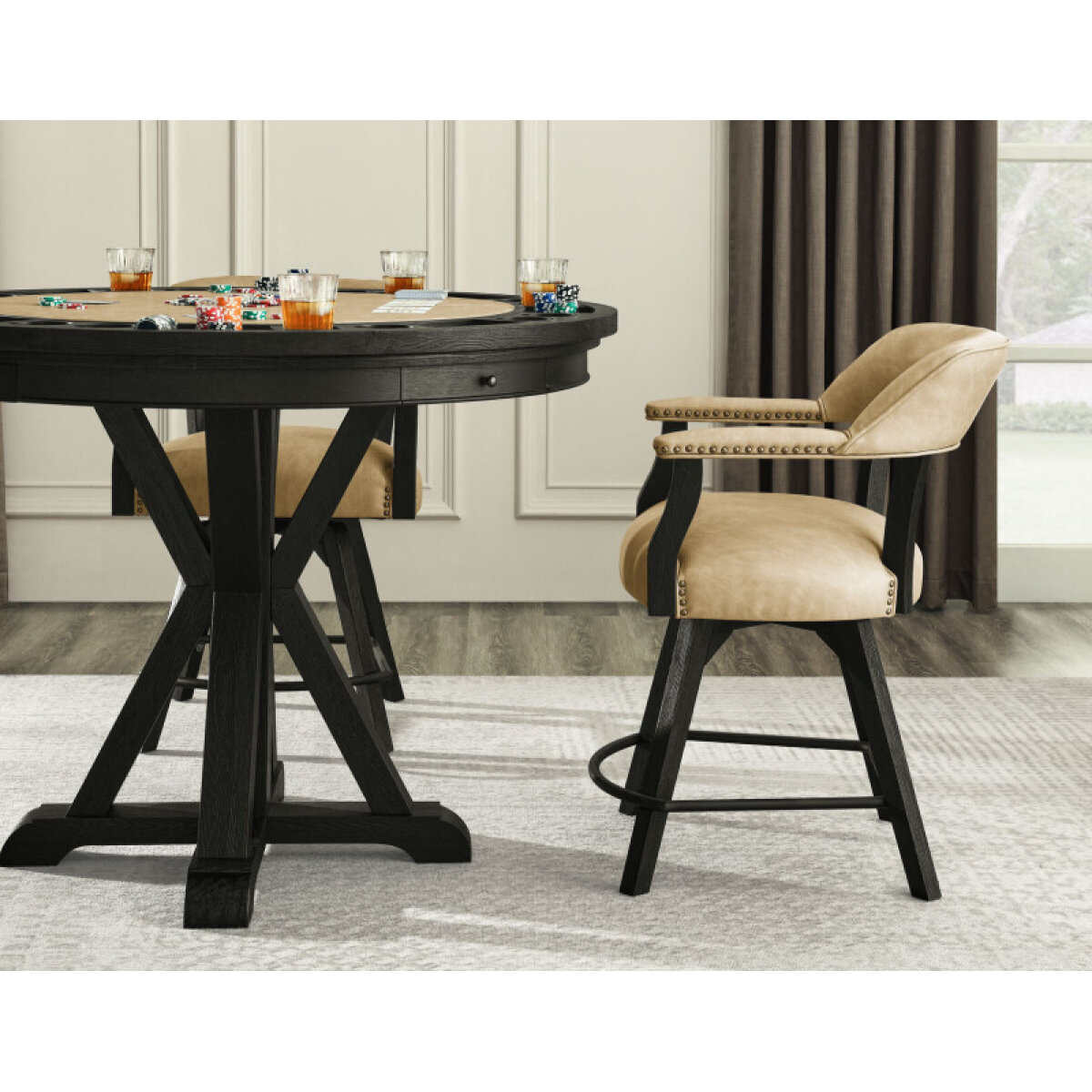 46232f6cb96731e6f9c737538b8865ac Rylie 6-piece Counter Game Dining Set, Black Finish - Image 1