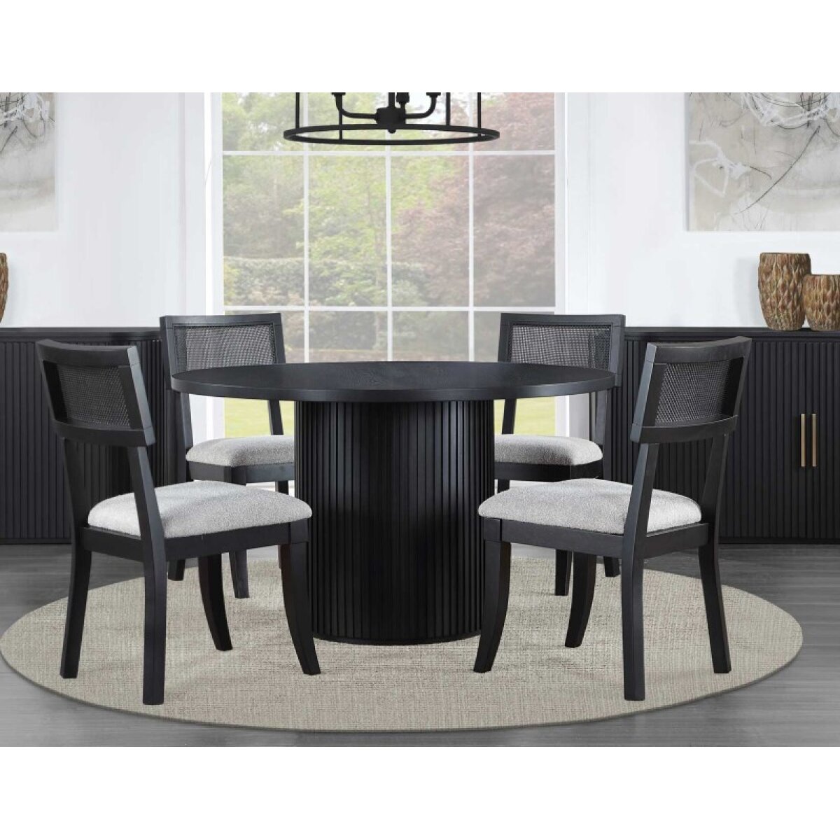9341e4a8f6f5e1928c42d0bd44bd7847 Colvin 5-piece 52-inch Round Dining Set, Black - Image 1